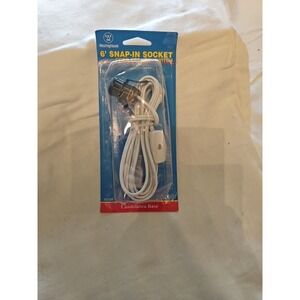 Candelabra Base Cord Set 6-ft Angelo White With Snap-In Socket and Switch #70108